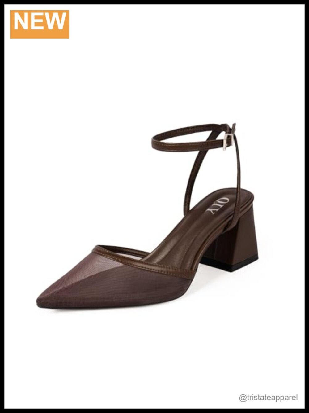 Women's Pointed Toe Chunky Heel Pump with Ankle Strap